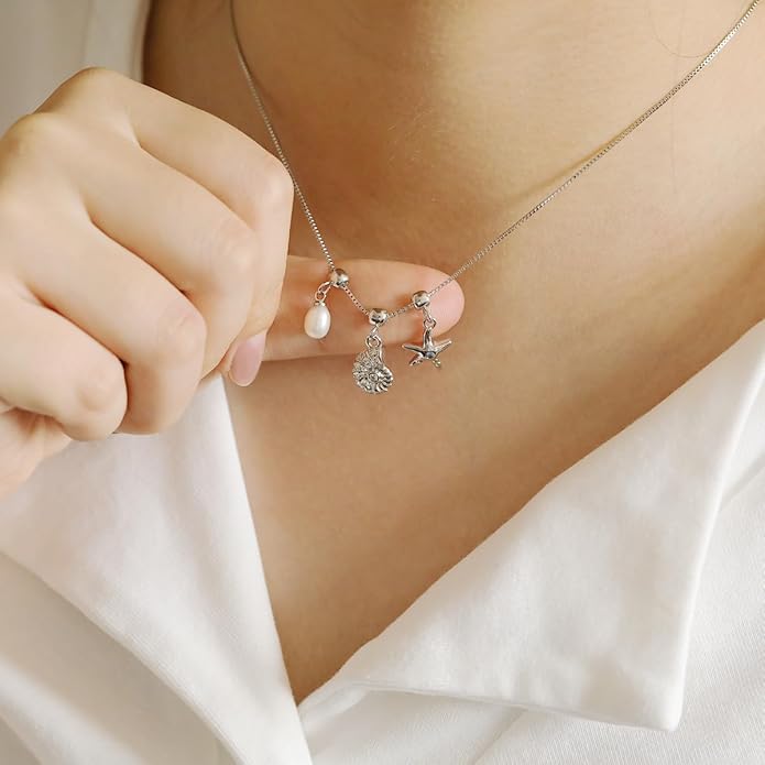 Summer Holiday Necklace,Dainty Chain, Charm Necklace For Women,Cute Cat Charm,Natural Pearls,18k Gold Plated,Choose Your Favorite Charm, Change Easily