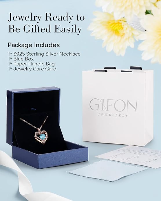 S925 Sterling Silver Necklace for Women, Wife Jewelry Rose Gold, Mom Birthday Valentines Mothers Day Gifts, Girlfriend Necklaces, Daughter Heart Jewel, Anniversary for Her