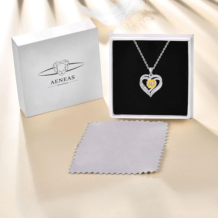 Palpitate Heart Necklaces for Women Forever Love Pendant Necklace Anniversary Valentine's Day Gifts for Lovers Wife Her Mom