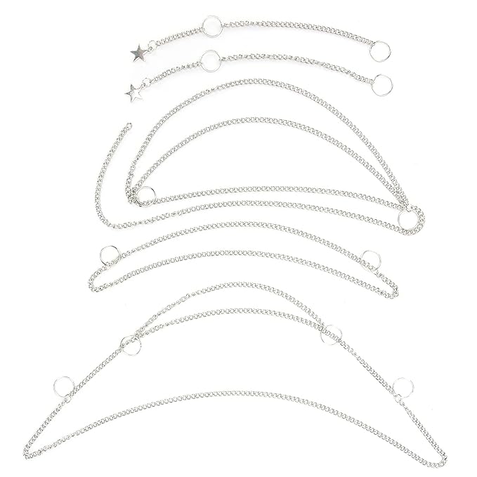 5PCS Hip Hop Punk Hair Braid Chain Hair Jewelry Chain Rings Ponytail Hair Accessories Dreadlock Hair Braid Hair Decoration Clips for Women