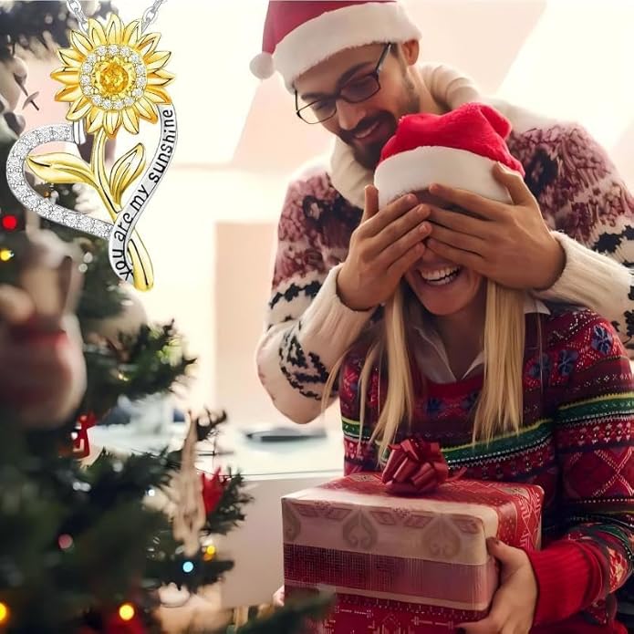 Anniversary Birthday Gifts for Women,Christmas Gifts for Women,Sunflower Necklace,18K Gold Plated You Are My Sunshine Necklace,Mothers Day Gifts for Wife,Girlfriend,Mom, Daughter,Sister