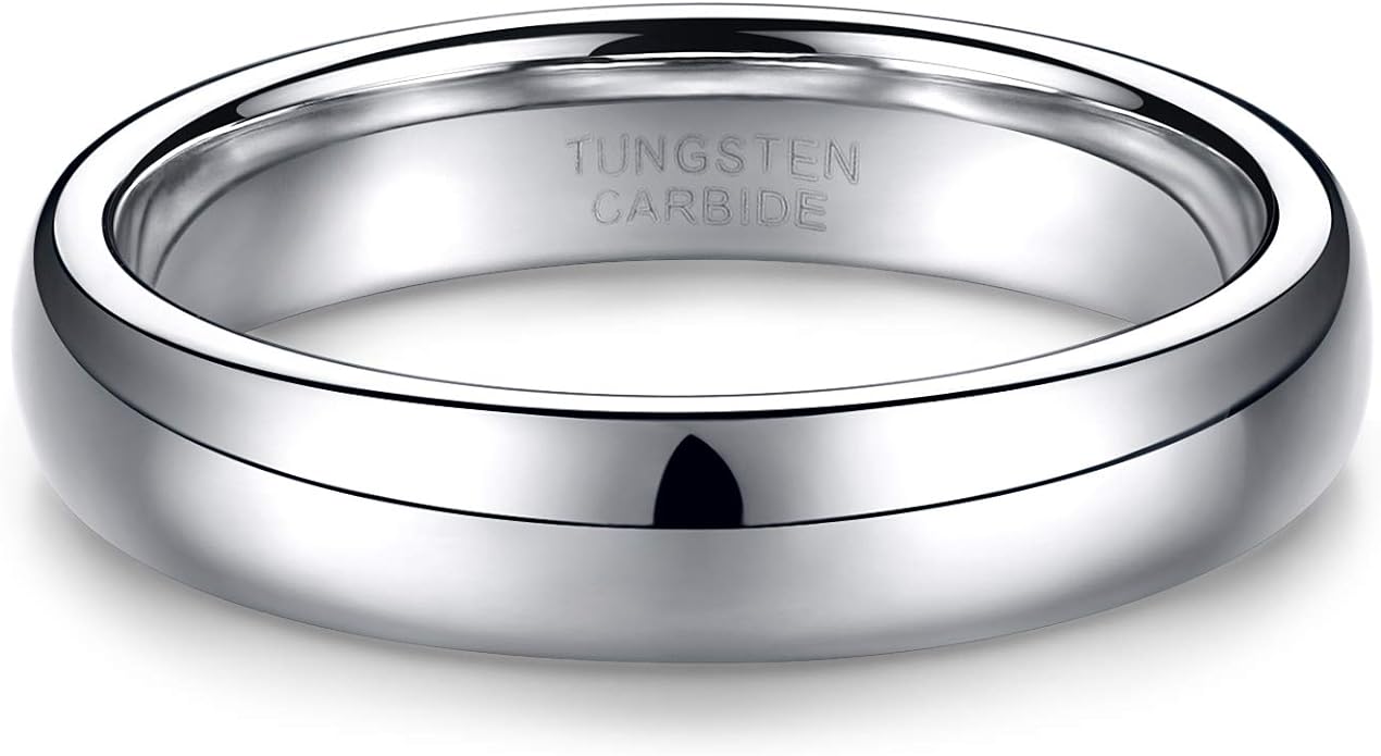 TRUMIUM 2mm 4mm 6mm 8mm Tungsten Wedding Band Ring for Men Women Gold/Rose Gold/Silver Domed High Polish Comfort Fit 4-15
