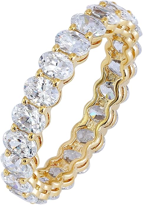 Amazon Essentials 14K Gold Plated Cubic Zirconia Stackable Statement Ring
