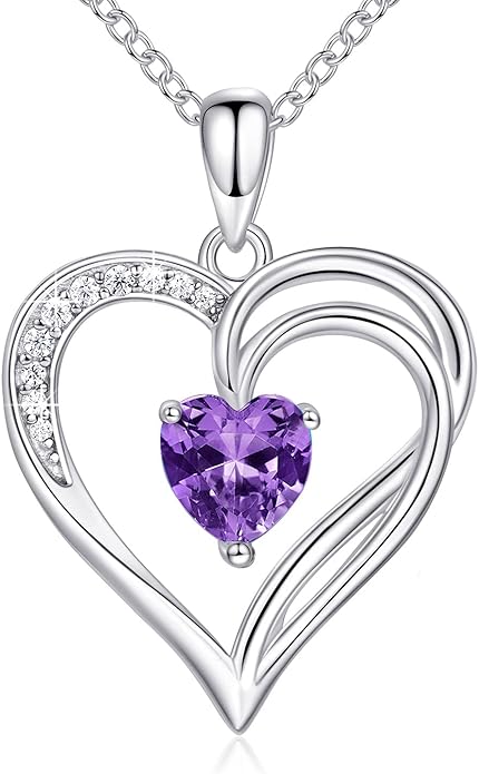925 Sterling Silver Heart Necklace for Women Birthstone Necklace Silver Jewelry for Womens Jewelry Gifts for Women Her Mom