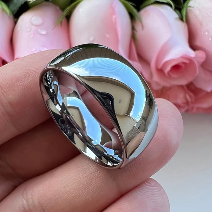 4mm 6mm 8mm 10mm Silver/Gold/White Tungsten Rings for Men Women Couple Fashion Jewelry Anniversary Engagement Wedding Bands Domed Polished I Love You Engraved Comfort Fit