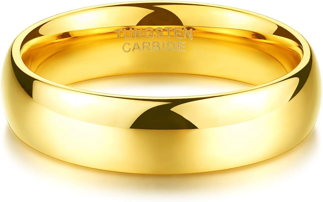 TRUMIUM 2mm 4mm 6mm 8mm Tungsten Wedding Band Ring for Men Women Gold/Rose Gold/Silver Domed High Polish Comfort Fit 4-15
