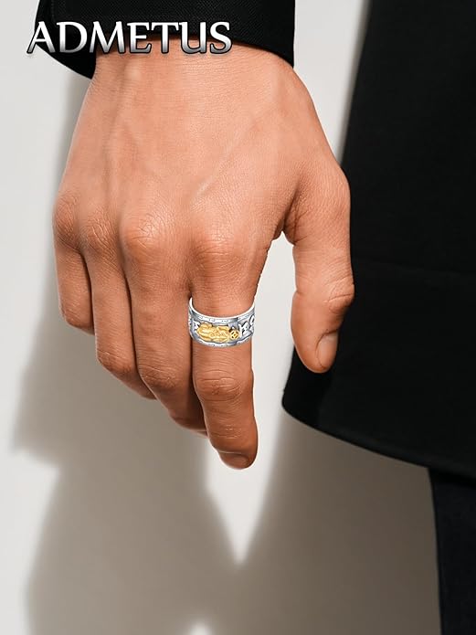ADMETUS 925 Sterling Silver Feng Shui Rings Lucky Pixiu Band Rings for Men Fengshui Ring Jewelry Gifts for Men Rings Size 7-13