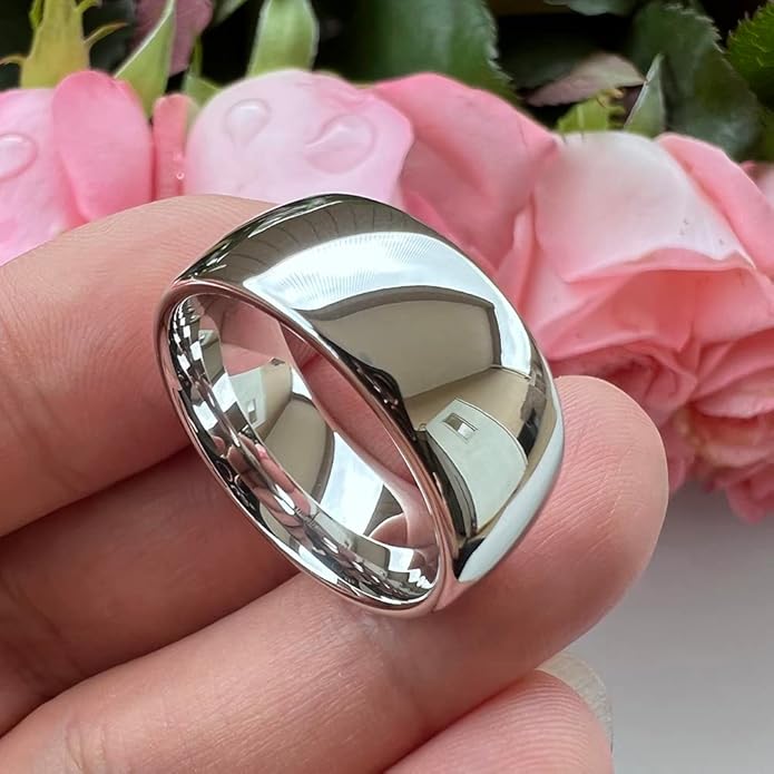 4mm 6mm 8mm 10mm Silver/Gold/White Tungsten Rings for Men Women Couple Fashion Jewelry Anniversary Engagement Wedding Bands Domed Polished I Love You Engraved Comfort Fit