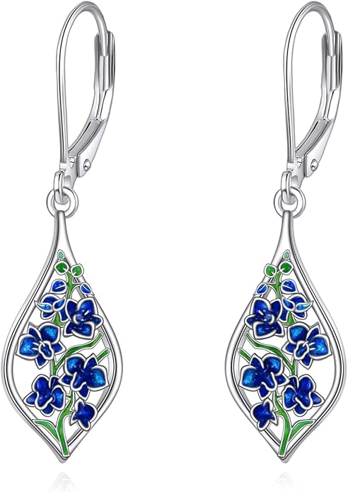 Scottish Thistle/Sunflower/Violet/Daffodil/Orchid Earrings Sterling Silver Flower Dangle Dangling Drop Boho Earrings Jewelry Gifts for Women
