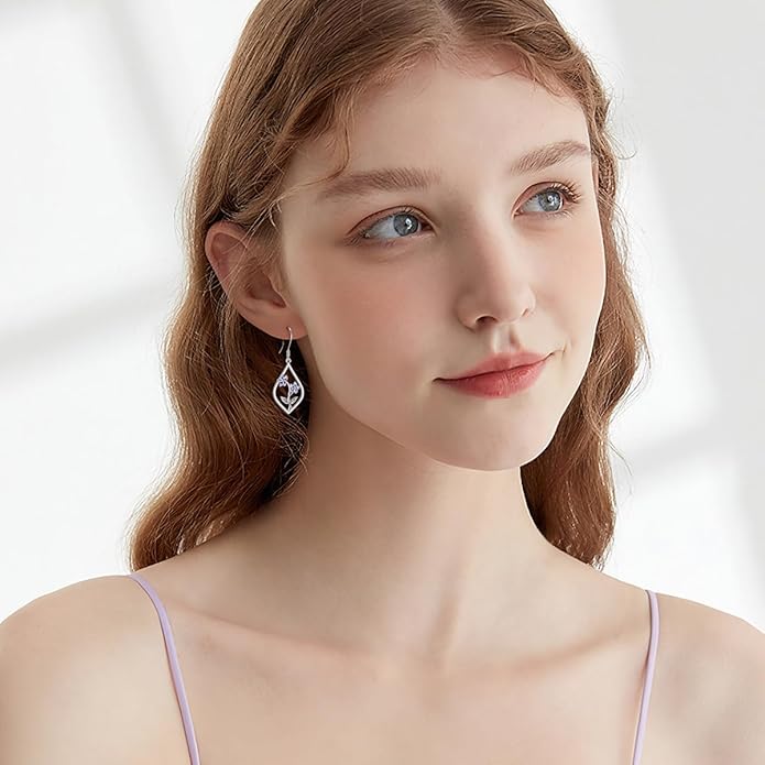 Scottish Thistle/Sunflower/Violet/Daffodil/Orchid Earrings Sterling Silver Flower Dangle Dangling Drop Boho Earrings Jewelry Gifts for Women