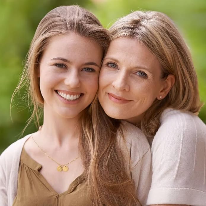 Two Initial Necklace for Women, 14K Gold Plated Dainty You and Her Initial Necklace Relationship Jewelry Mothers Day Valentines Gifts for Women Mom Friend Sister Her Birthday