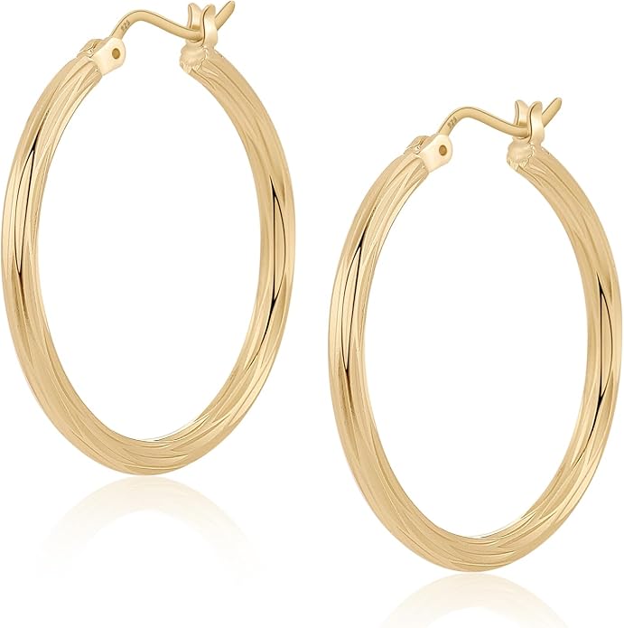 ToHeart 14k Twisted Hoop Earrings for Womens Hypoallergenic Small Gold Plated Hoop Earrings