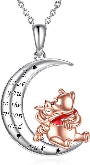 LILALO Bear Necklace Sterling Silver Moon Jewelry with I Love You To the Moon And Back Bear Gifts