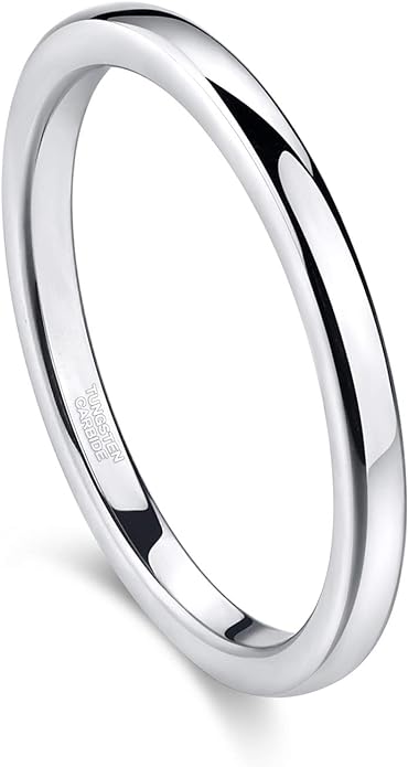 Greenpod 2mm 4mm 6mm Tungsten Wedding Bands Ring for Women Men Rose Gold/Silver/Gold/Black Polished Slim Engagement Promise Rings Comfort Fit Size 4-13