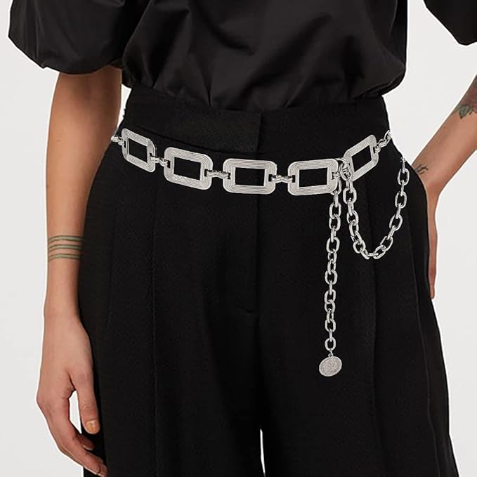 Women's Chain Belt Metal Waist Belt Chunky Belly Link Belt