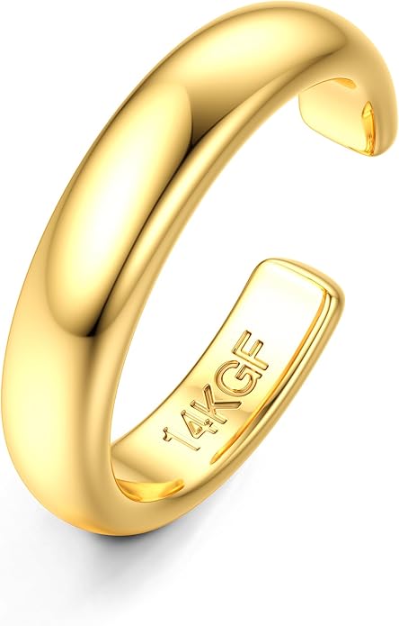 HAIAISO 14k Gold Filled Toe Rings Adjustable Toe Ring for Women Thin Toe Rings Open Band Toe Ring Summer Beach Foot Jewelry Set