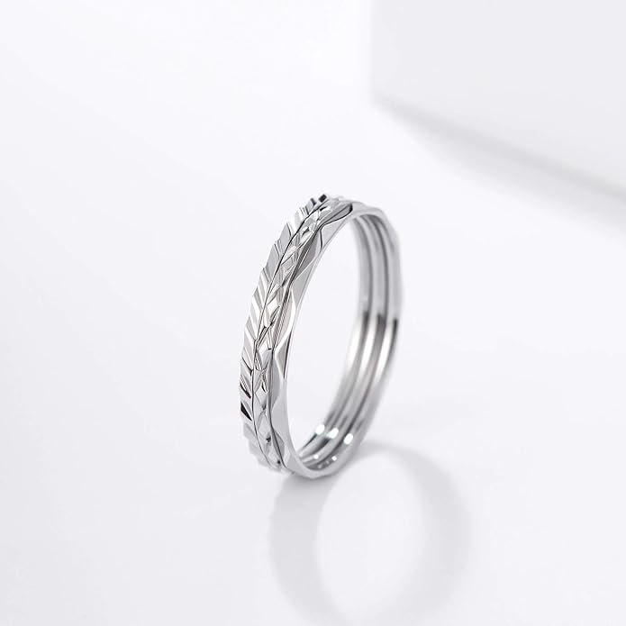 KAZITSAN 1mm 3pc Women Men Stainless Steel Rings fashion Plain Band Knuckle Stacking Midi Rings Silver/Rose Gold Wedding Band Comfort Fit