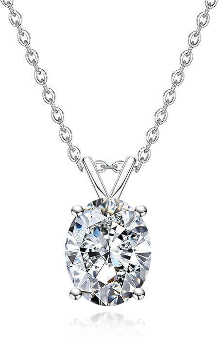 AnuClub Moissanite Pendant Necklace 2/3/4/5CT D Color VVS1 925 Sterling Silver Everyday Wear Necklace for Women Wife Her with Certificate, 40+2+3 Adjustable Chain