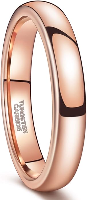 Greenpod 2mm 4mm 6mm Tungsten Wedding Bands Ring for Women Men Rose Gold/Silver/Gold/Black Polished Slim Engagement Promise Rings Comfort Fit Size 4-13