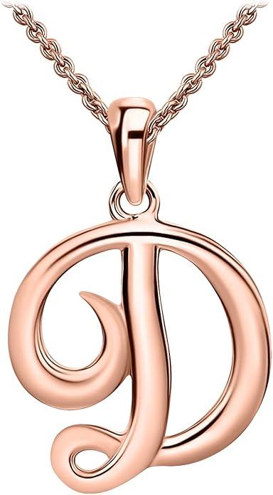 SEA OF ICE Letter Initial Necklace, Alphabet Letter Pendant Necklace, Sterling Silver, Gold, Rose Gold Necklace for Women, Elegant Initial Necklaces, Personalized Custom Women's Necklaces