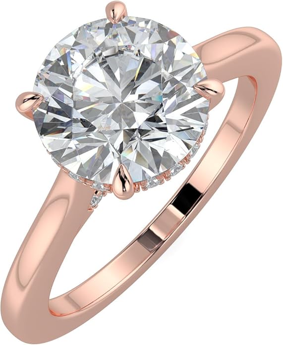 14K and 18K White Yellow and Rose Gold Lab Grown Diamond Solitaire Engagement Ring for Women, 4 Prong Rings for Wedding and Valentine Gift 1 to 2 Carat TW (Color E-F, Clarity VVS-VS)