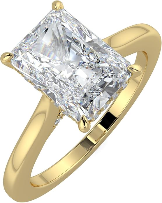 14K and 18K White Yellow and Rose Gold Lab Grown Diamond Solitaire Engagement Ring for Women, 4 Prong Rings for Wedding and Valentine Gift 1 to 2 Carat TW (Color E-F, Clarity VVS-VS)