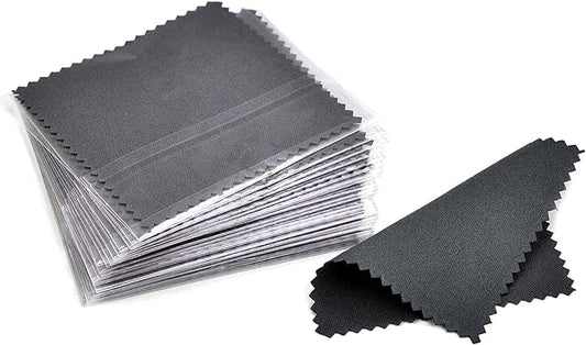 SEVENWELL 50pcs Jewelry Cleaning Cloth Dark Gray Polishing Cloth for Sterling Silver Gold Platinum Small Silver Polish 8x8cm