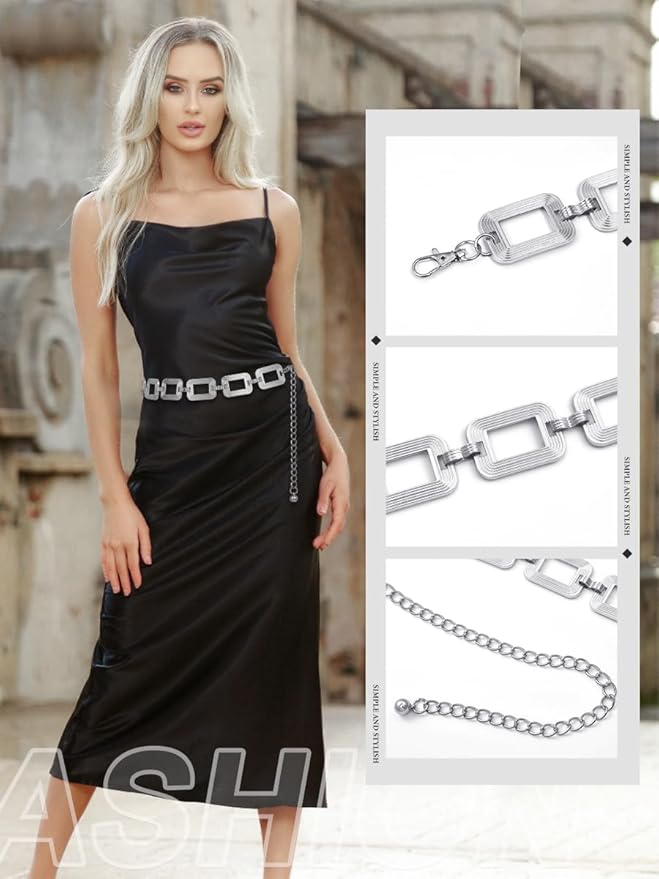 FIORETTO Chain Belts for Women Fashion Metal Waist Chain Chunky Belts for Dresses Jeans