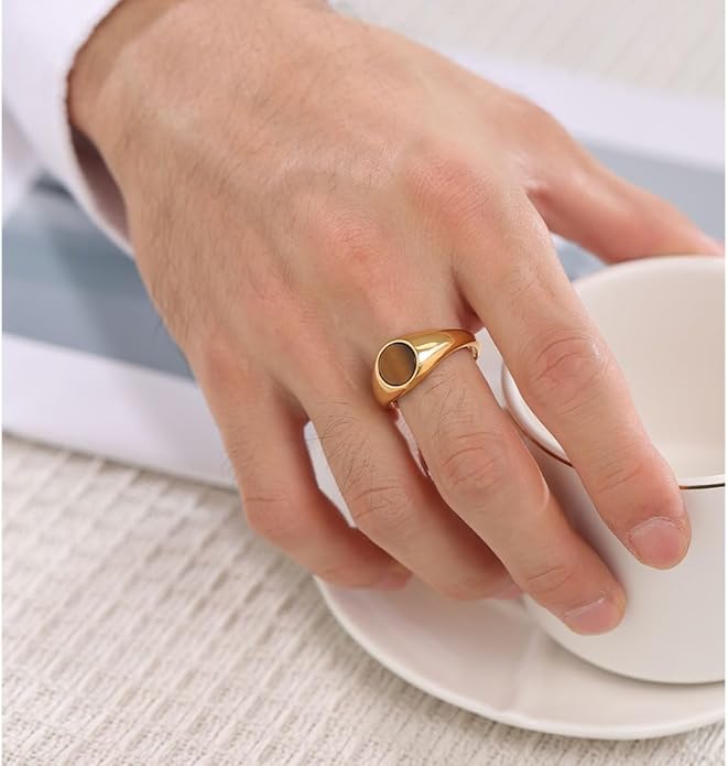 Stainless Steel Round Shape Classical Simple Plain Wedding Engagement Statement Pinky Band Signet Rings for Men Women Size 4-15