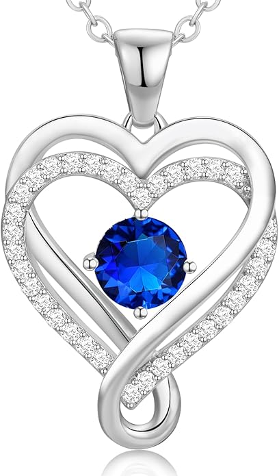 Infinity Heart Birthstone Necklace for Women Wife 18K Rose Gold Plated,Anniversary for Women Wife Her Birthday Gift for Girlfriend Mom Daughters, I Love You Women's Jewelry