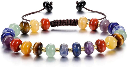 PESOENTH Healing Crystal Gemstone Colorful Beaded Bracelets for Women,Natural Chakra Stone Summer Surfer Beach Boho Bracelet jewelry Gifts for Women Ladies