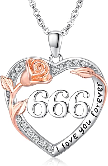 Number Necklace for Women 925 Sterling Silver Rose Angel Numbers Necklace Jewelry Birthday Gift for Grandma Mother