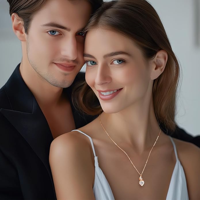 Moissanite Heart Pendant Necklaces for Women，925 Sterling Silver Gold Plating Necklace with Birthstone，Ideal Anniversary Present or Birthday Christmas Valentine Engagements Mothers Day Jewelry Gifts for Mom Wife Her Girlfriend