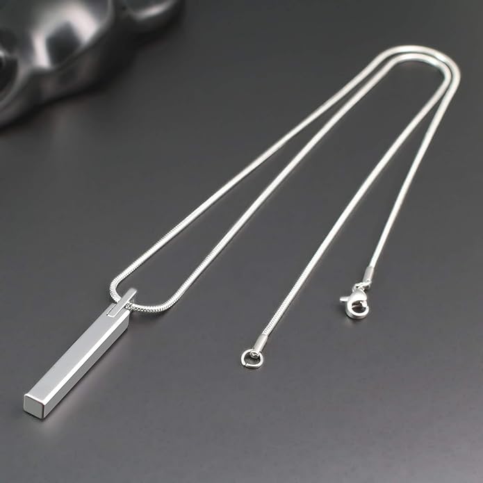 COAI Tungsten Bar Necklace for Men, Men's Pendant Necklace God/Silver 20"-26"