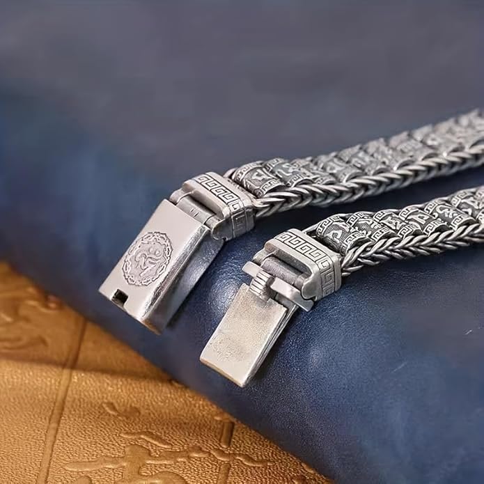 Glowave 925 Sterling Silver Feng Shui Bracelet, Fortune Protection Bangle, Simple Lucky Creative Fengshui Decor for Wealth and Happiness Amulet Bracelet for Men Women