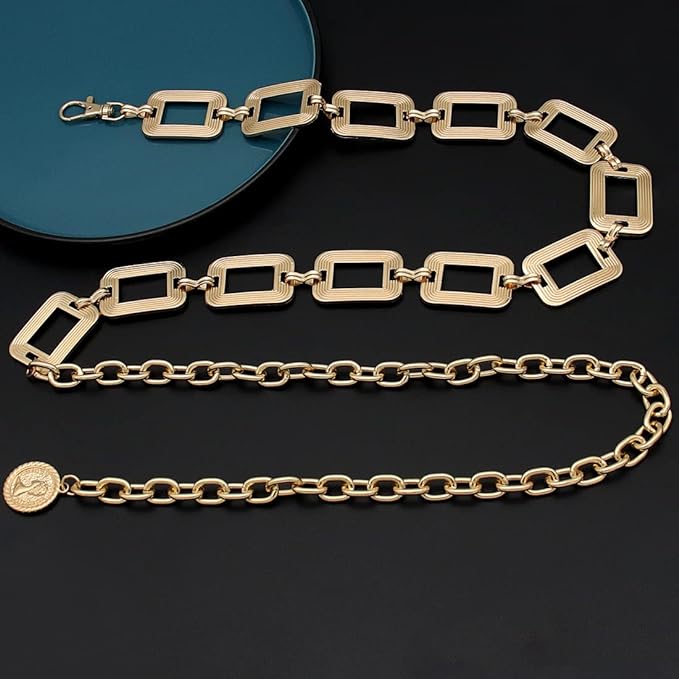 Women's Chain Belt Metal Waist Belt Chunky Belly Link Belt