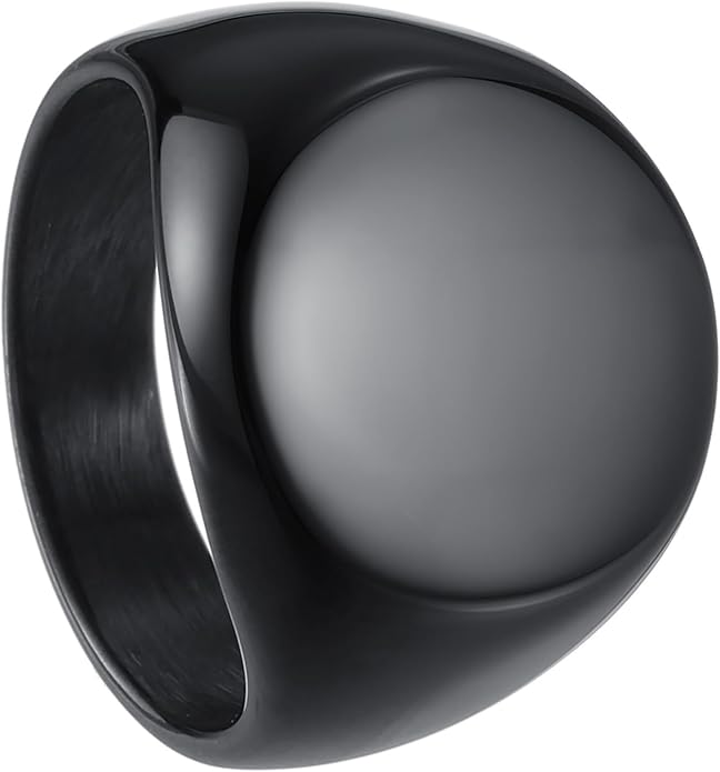 Mens Signet Rings Stainless Steel Pinky Ring for Men Women Silver/Black/Gold Square Cool Finger Ring, Gift for Dad Husband