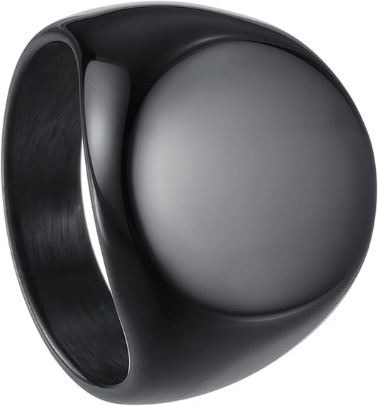 Mens Signet Rings Stainless Steel Pinky Ring for Men Women Silver/Black/Gold Square Cool Finger Ring, Gift for Dad Husband