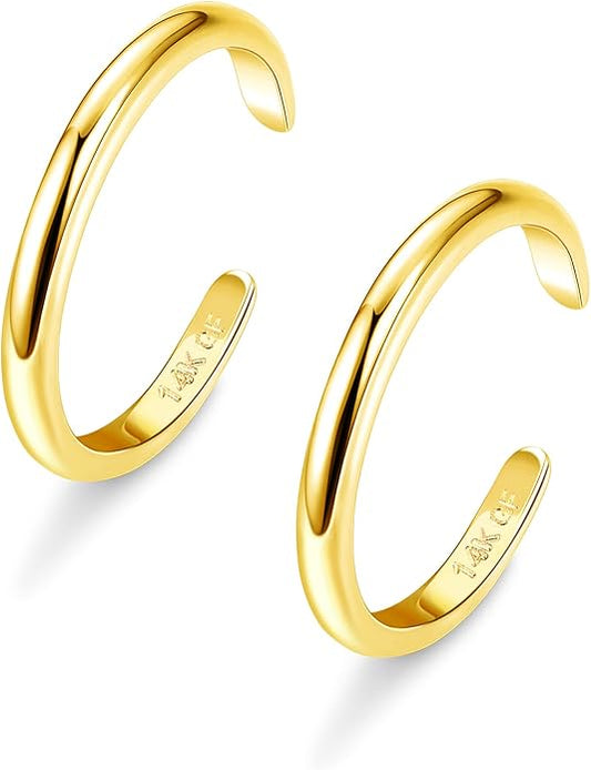 HAIAISO 14k Gold Filled Toe Rings Adjustable Toe Ring for Women Thin Toe Rings Open Band Toe Ring Summer Beach Foot Jewelry Set