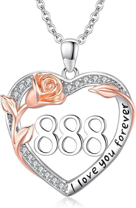Number Necklace for Women 925 Sterling Silver Rose Angel Numbers Necklace Jewelry Birthday Gift for Grandma Mother