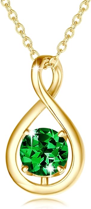 FANCIME Birthstone Necklaces for Women Fine Jewelry Sterling Silver Dainty Infinity Pendant Anniversary Birthday Christmas Gifts for Her Wife Mom Lady Daughter, Chain 16"+2" Extend
