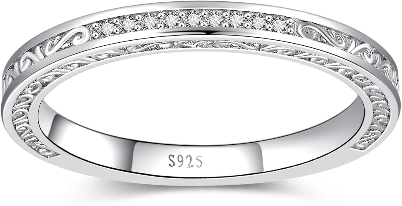 Vintage Celtic Knot Women's Engagement Ring Sets 925 Sterling Silver/14K Gold Plated Stackable Wedding Bands Rings AAAAA Cubic Zirconia Women Bridal Sets Wedding Ring Band Width 1.8mm Size 5-9