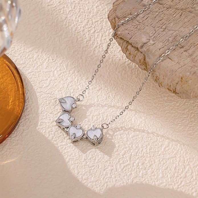 18K Gold Stainless Steel Gold Plated Necklace with Clove Hearts Charm - Can Be Worn Two Ways (Elegant A)