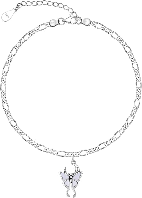 CHIC & ARTSY Womens Sterling Silver Created Opal Layered Anklet Bracelet Dainty Beaded Chain Adjustable 11" Best Friend Anklet