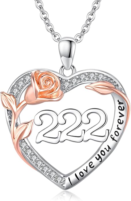 Number Necklace for Women 925 Sterling Silver Rose Angel Numbers Necklace Jewelry Birthday Gift for Grandma Mother