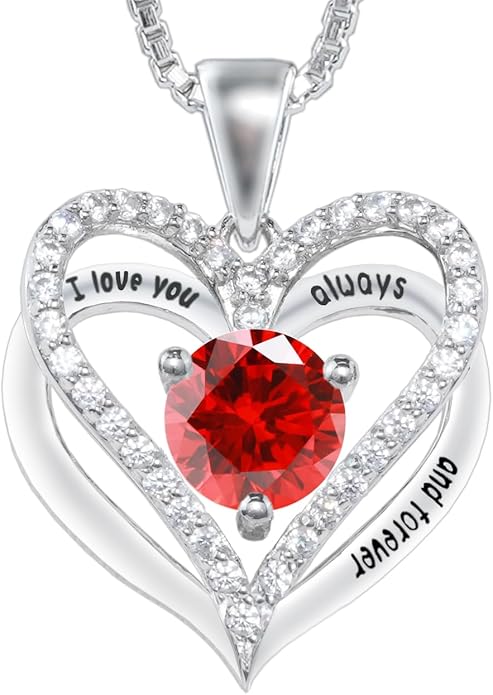 Entwined Souls Necklace - Sterling Silver Double Heart Pendant | Engraved 'I Love You Always and Forever' | Gift for Couples, Anniversary, Wedding