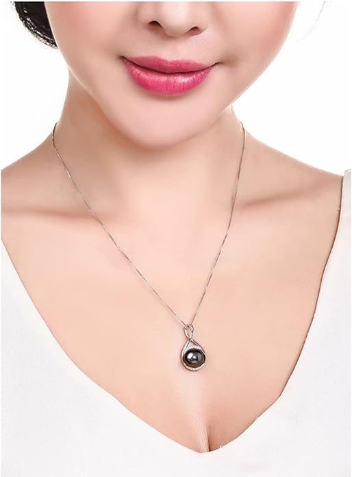 Gifts for Women Mom-Wedding-Anniversary-Wife-Jewelry-Tahitian -Black-Pearl-Necklace for Women Birthday for Womens Her Girlfriend Valentines Day Mothers Day Christmas Gifts for Wife Mom
