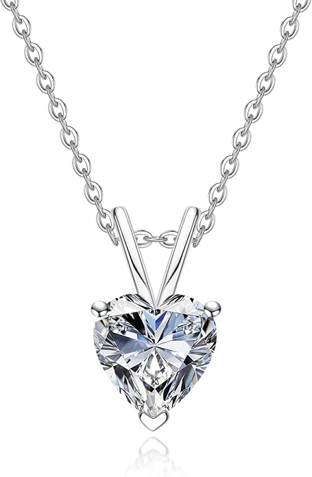 AnuClub Moissanite Pendant Necklace 2/3/4/5CT D Color VVS1 925 Sterling Silver Everyday Wear Necklace for Women Wife Her with Certificate, 40+2+3 Adjustable Chain