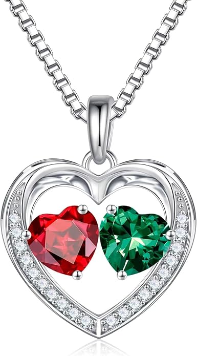 Iefil Birthstone Jewelry for Women - 925 Sterling Silver Birthstone Necklace, Anniversary Birthday Gifts for Women, Jewelry Gifts for Her Wife Mom Daughter