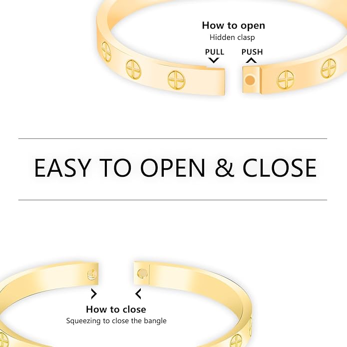 2-Pack Friendship Bracelets for Women - 18K Gold Plated Titanium Steel Cuff Love Bangle Set with Cubic Zirconia | Sister Jewelry Gift, Eco-Friendly Packaging, Durable Everyday Wear